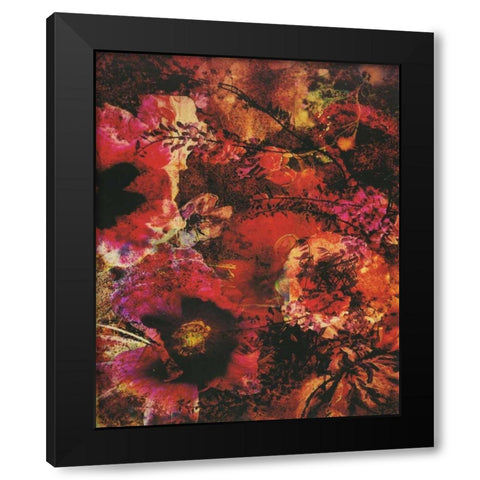 Crimson Florals Black Modern Wood Framed Art Print by Haynes, Smith