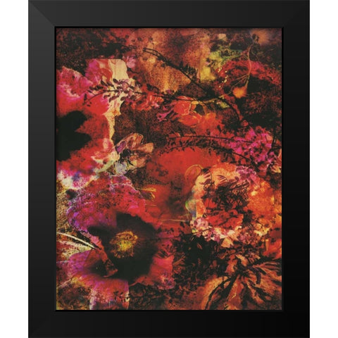 Crimson Florals Black Modern Wood Framed Art Print by Haynes, Smith