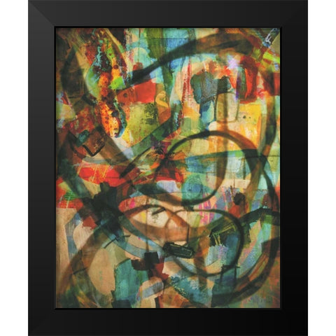 Stained Glass Graffiti Black Modern Wood Framed Art Print by Haynes, Smith
