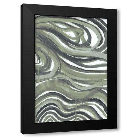 Emerald Swirls 1 Black Modern Wood Framed Art Print with Double Matting by Haynes, Smith