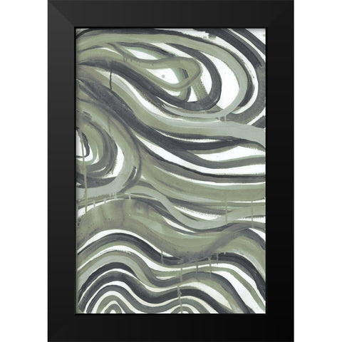 Emerald Swirls 1 Black Modern Wood Framed Art Print by Haynes, Smith