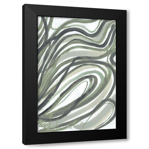 Emerald Swirls 2 Black Modern Wood Framed Art Print by Haynes, Smith