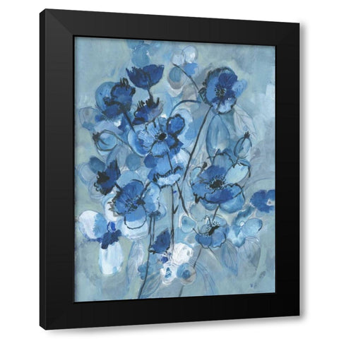 Blue Hue Bouque Black Modern Wood Framed Art Print by Haynes, Smith