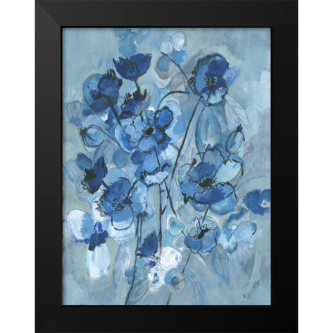 Blue Hue Bouque Black Modern Wood Framed Art Print by Haynes, Smith