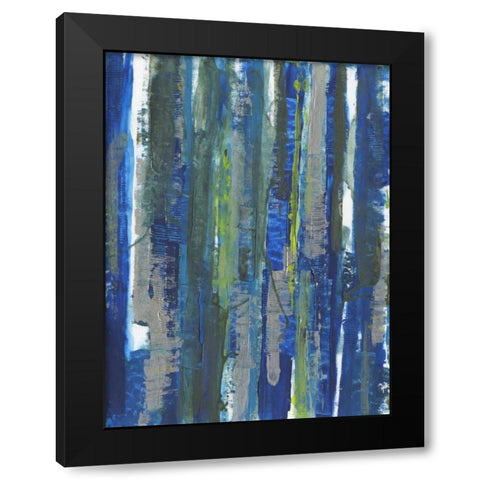 Ultramarine Streaks Black Modern Wood Framed Art Print with Double Matting by Haynes, Smith
