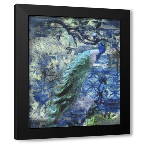 Peacock Jungle Sea Black Modern Wood Framed Art Print by Haynes, Smith