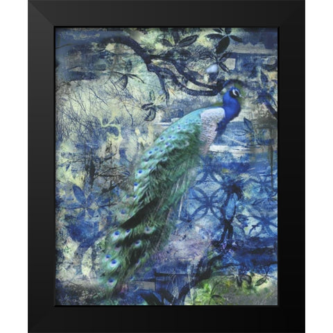Peacock Jungle Sea Black Modern Wood Framed Art Print by Haynes, Smith