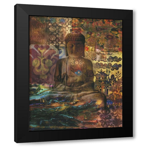 Buddah Zen Black Modern Wood Framed Art Print with Double Matting by Haynes, Smith