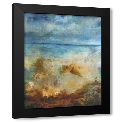 Misty Seascape Black Modern Wood Framed Art Print by Haynes, Smith