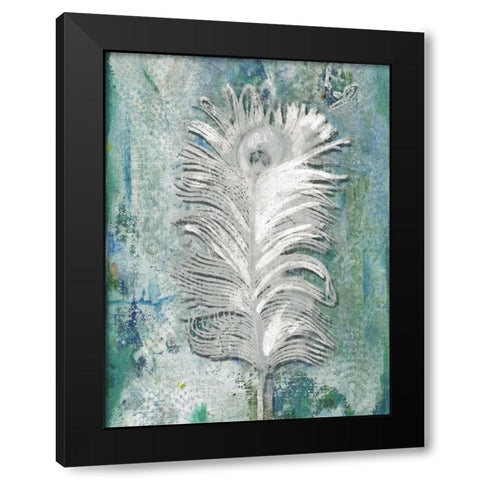Silvery Peacock 1 Black Modern Wood Framed Art Print with Double Matting by Haynes, Smith
