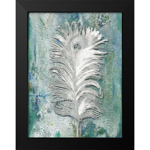 Silvery Peacock 1 Black Modern Wood Framed Art Print by Haynes, Smith