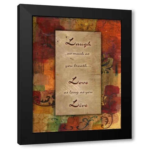 Live Laugh Love Autumn Blooms Black Modern Wood Framed Art Print by Haynes, Smith