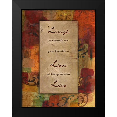 Live Laugh Love Autumn Blooms Black Modern Wood Framed Art Print by Haynes, Smith