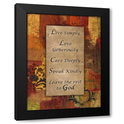 Live Simply Damask Autumn Blooms Black Modern Wood Framed Art Print with Double Matting by Haynes, Smith