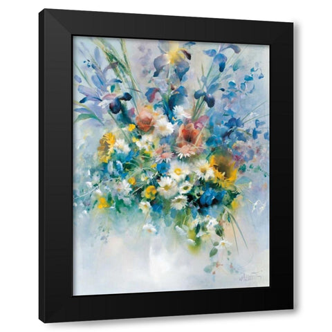 Floral Bouquet 1 Black Modern Wood Framed Art Print with Double Matting by May