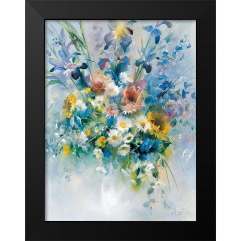 Floral Bouquet 1 Black Modern Wood Framed Art Print by May