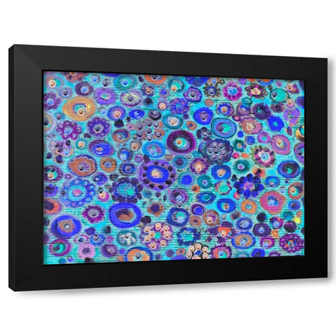 Dark Blue Floral Black Modern Wood Framed Art Print with Double Matting by Lewis, Sharalee