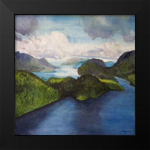 Island Gaze Black Modern Wood Framed Art Print by Lewis, Sharalee