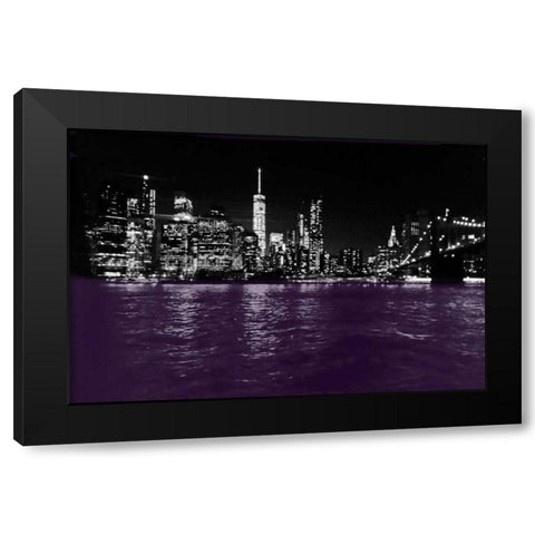 New York City Purple Rain Black Modern Wood Framed Art Print by Lewis, Sheldon