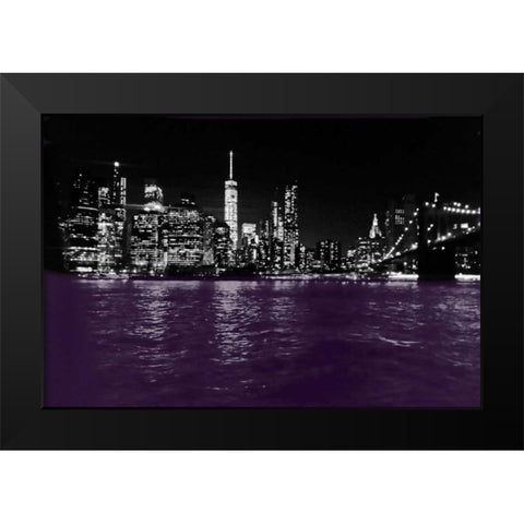 New York City Purple Rain Black Modern Wood Framed Art Print by Lewis, Sheldon