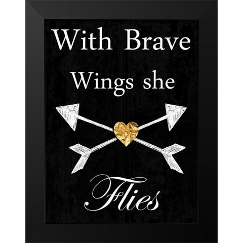 Brave Wings Black Modern Wood Framed Art Print by Lewis, Sheldon