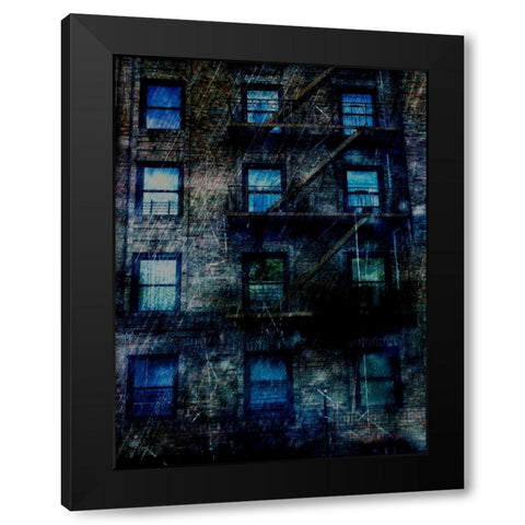 Resident Blue Black Modern Wood Framed Art Print by Lewis, Sheldon