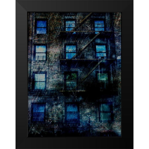 Resident Blue Black Modern Wood Framed Art Print by Lewis, Sheldon
