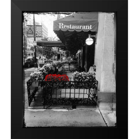 Red Restaurant Flora Pop Black Modern Wood Framed Art Print by Lewis, Sheldon