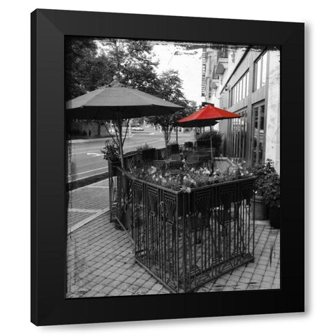 Red Restaurant Umbrella Pop Black Modern Wood Framed Art Print with Double Matting by Lewis, Sheldon