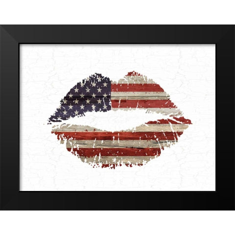 American Kiss Black Modern Wood Framed Art Print by Lewis, Sheldon
