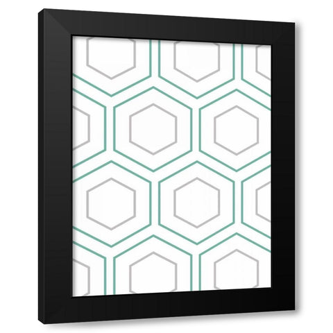 Geo In Teal Black Modern Wood Framed Art Print with Double Matting by Lewis, Sheldon