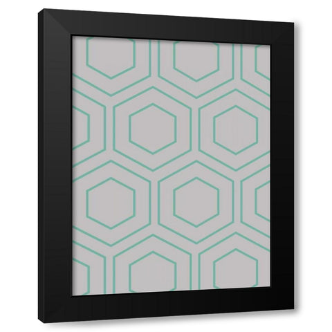 Geo Teal Grey Black Modern Wood Framed Art Print with Double Matting by Lewis, Sheldon