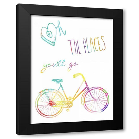 Oh The Places Youll Go Black Modern Wood Framed Art Print by Lewis, Sheldon