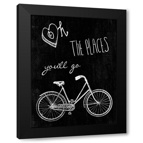 Oh The Places Youll Go Black Modern Wood Framed Art Print by Lewis, Sheldon