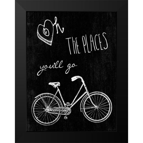 Oh The Places Youll Go Black Modern Wood Framed Art Print by Lewis, Sheldon