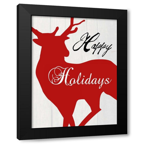 Happy Holidays Black Modern Wood Framed Art Print by Lewis, Sheldon