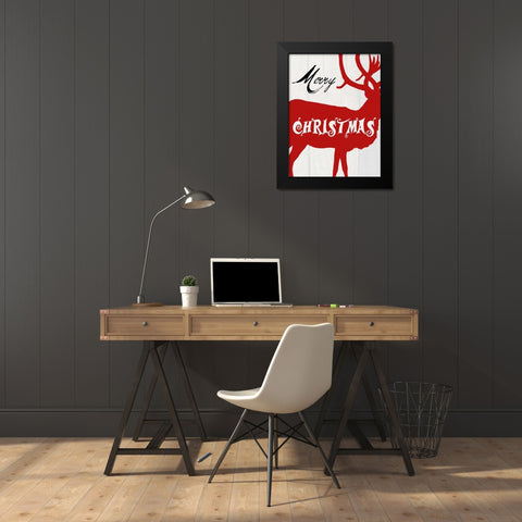 Merry Christmas Black Modern Wood Framed Art Print by Lewis, Sheldon