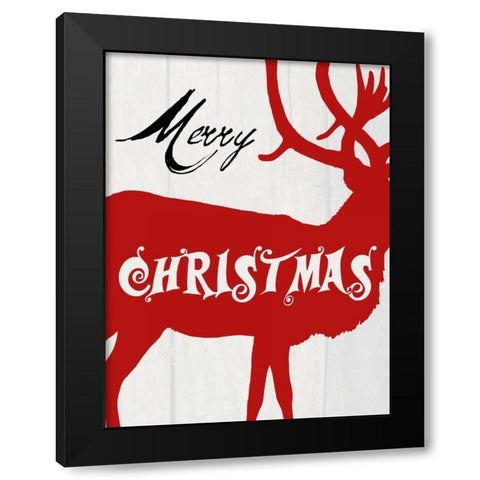 Merry Christmas Black Modern Wood Framed Art Print with Double Matting by Lewis, Sheldon