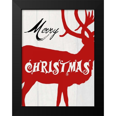 Merry Christmas Black Modern Wood Framed Art Print by Lewis, Sheldon