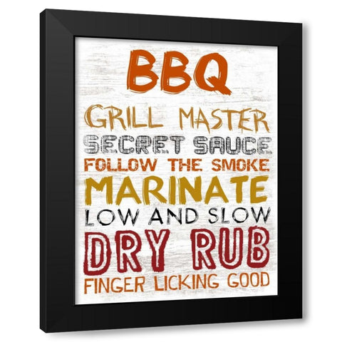BBQ Board Black Modern Wood Framed Art Print by Lewis, Sheldon