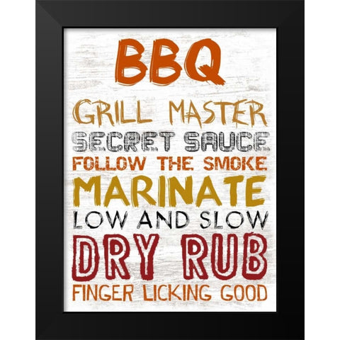 BBQ Board Black Modern Wood Framed Art Print by Lewis, Sheldon
