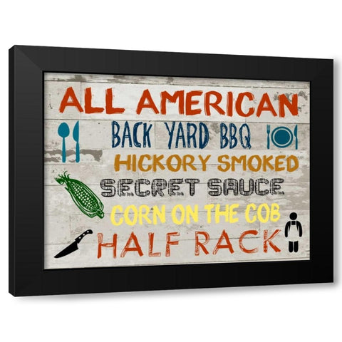 American BBQ Board Black Modern Wood Framed Art Print by Lewis, Sheldon