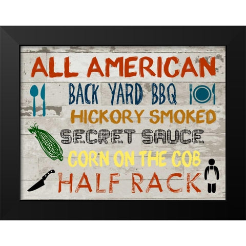 American BBQ Board Black Modern Wood Framed Art Print by Lewis, Sheldon
