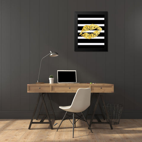 kisssy Lips Black Modern Wood Framed Art Print by Lewis, Sheldon