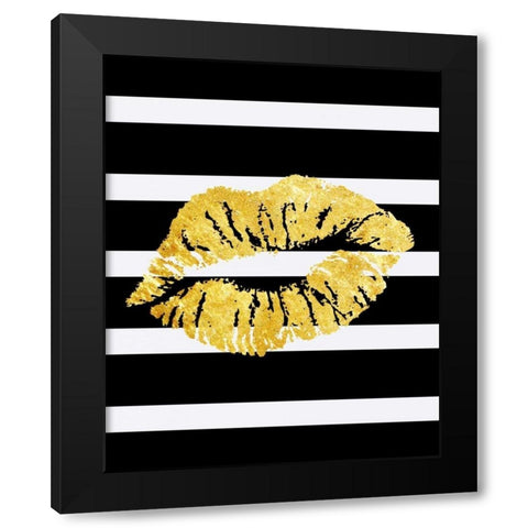 kisssy Lips Black Modern Wood Framed Art Print with Double Matting by Lewis, Sheldon