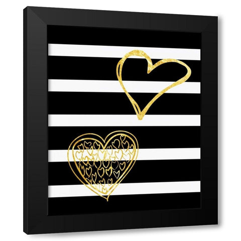 Lovers Hearts Black Modern Wood Framed Art Print with Double Matting by Lewis, Sheldon