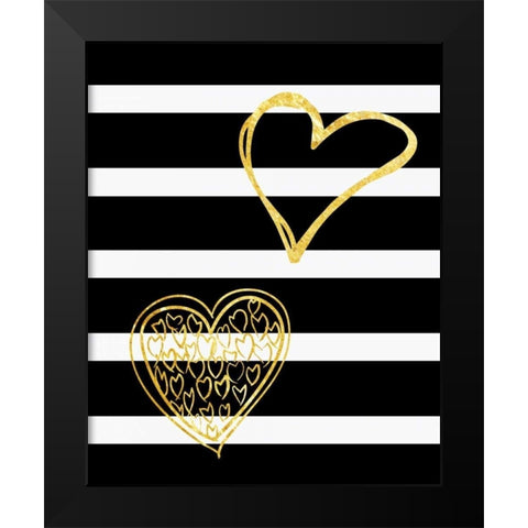 Lovers Hearts Black Modern Wood Framed Art Print by Lewis, Sheldon