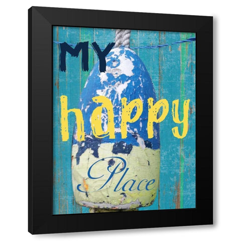 Happy Place Black Modern Wood Framed Art Print with Double Matting by Lewis, Sheldon