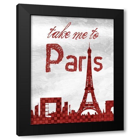 Red Paris Black Modern Wood Framed Art Print by Lewis, Sheldon