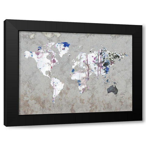 Map Your Adventures Black Modern Wood Framed Art Print with Double Matting by Lewis, Sheldon